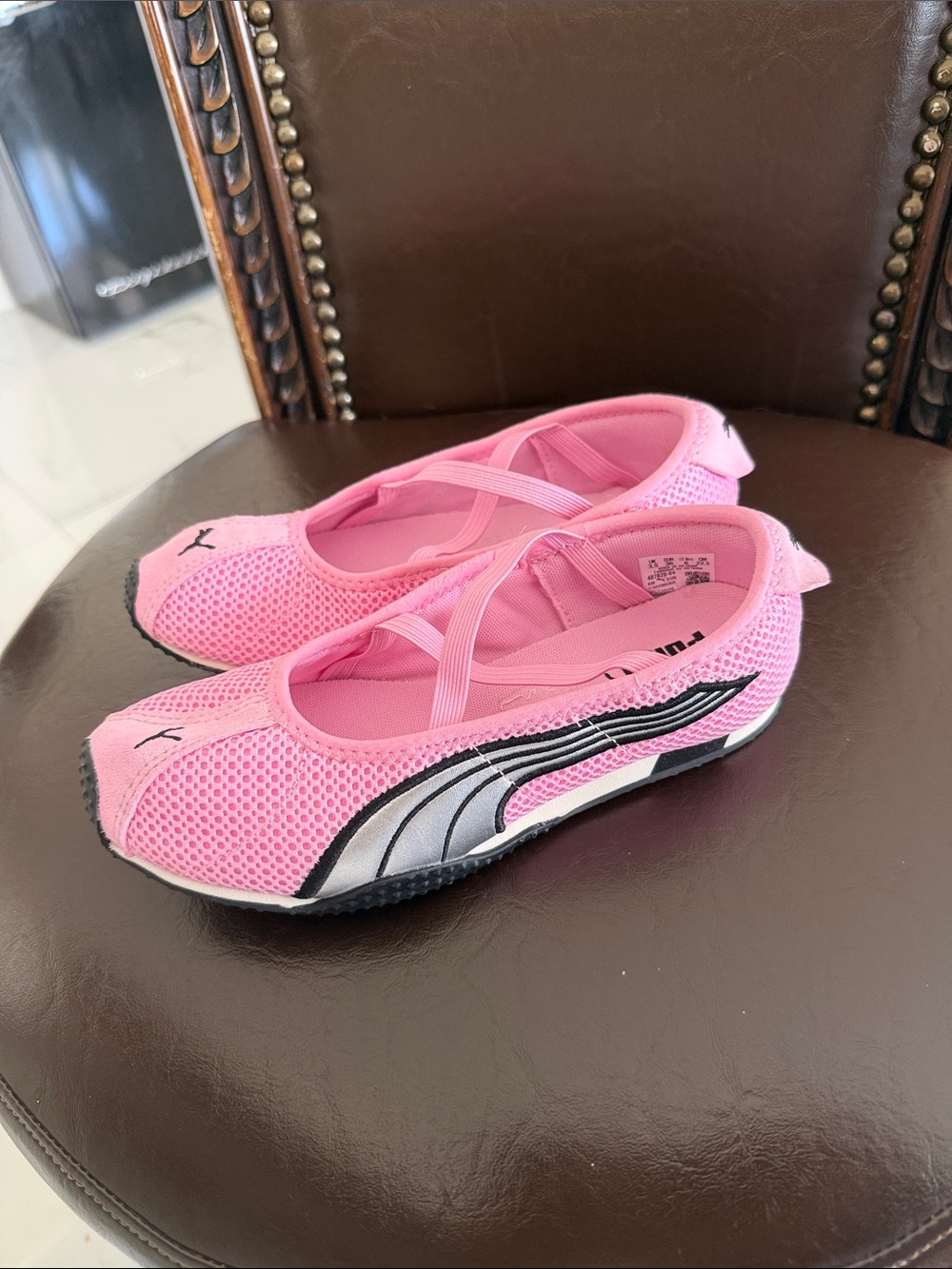 Puma Pink Girls' Ballet-Style Sneakers with Crisscross Straps - Picture 4 of 10